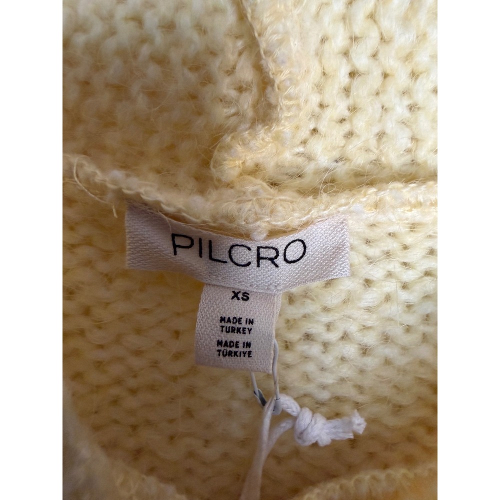 Pilcro Hooded Sweater Chunky Knit Butter Yellow Cozy XS Winter Neutral NWT Flaw - Picture 7 of 11